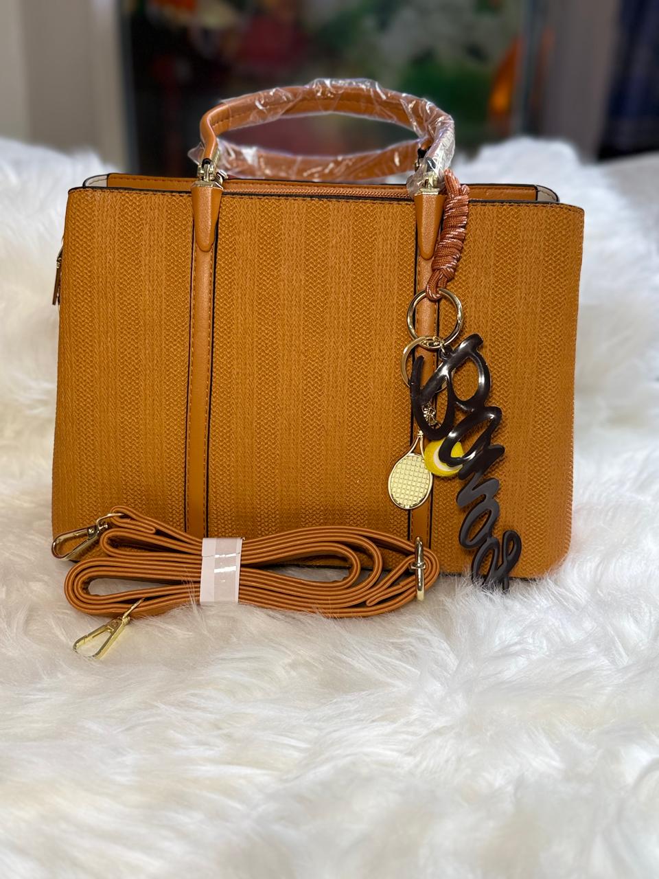 Mustard Yellow Handbag with Key Ring – Stylish Women's Shoulder Bag